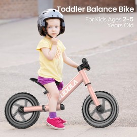Wudola Toddler Balance Bike 2 Year Old, No Pedal Bike for 24 Months to 5 Years Old, Tool-Free Adjustable Seat, Steady Balancing, Gift for Boys Girls 2-5, Pink