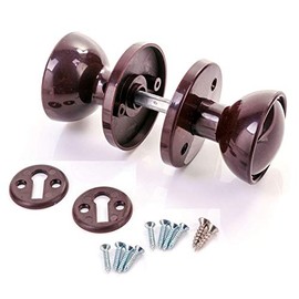 Merriway Brown BH01833 Plastic Mortice Door Shed Garage Knob Set