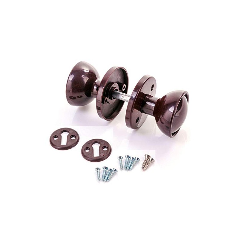 Merriway Brown BH01833 Plastic Mortice Door Shed Garage Knob Set