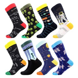 Men's Fun Dress Socks, Colorful Funky Socks for Men, Fancy Novelty Funny Patterned Casual Combed Cotton Office Socks,Mid Calf Cool Crazy Socks Unique & Striking Design