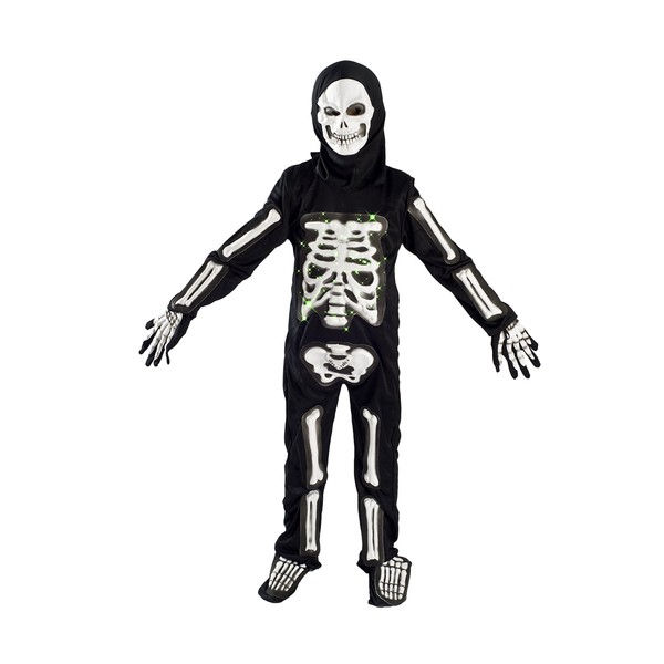 MONIKA FASHION WORLD Skeleton Costume for Boys Kids Light up chest Halloween Size Medium Large (5-7) L (7-9) (L (6-8))