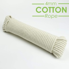 Besto Cotton Rope Washing Line Rope, Rotary Clothes Line, Soft Braided Multipurpose Cotton Rope for Outdoor/indoor & Garden - Traditional Cotton Rope as Washing Line and DIY Crafts | 4mm (30 meter)