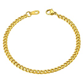 ChainsHouse Unisex Stainless Steel Curb Chain Bracelet, Length: 21 cm, Width: 3, 6, 9, 12 mm, with Gift Box, Stainless Steel