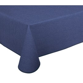 BEAUTEX Oilcloth Tablecloth Wipe Clean Non-Slip with Piping Band Square Round Oval Motif Choice of Colours (Linen Texture Blue, Square 130 x 160 cm)