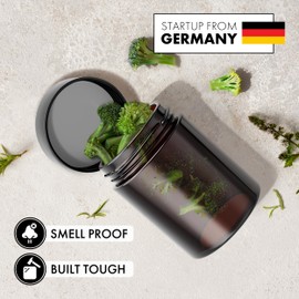 JCASE Stash Jar Kräuterglas 2x 100ml Vorratsglas UV-Schutz luftdichte Aufbewahrung Schwarz 100% Geruchsdicht Geschenke Set