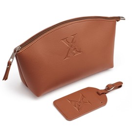 AW BRIDAL Makeup Bags for Women Travel Toiletry Bag with Luggage Tag, Makeup Pouch Cosmetic Pouch Skincare Bag Mother's Day Gift Wedding Gifts Birthday Gifts for Women, Letter X