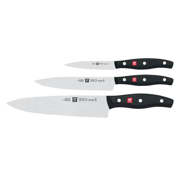 ZWILLING Knife Set, 3 Pieces, Paring/Garnish Knife, Meat Knife, Chef's Knife, Rust-free Special Steel/Plastic Handle, Twin Pollux