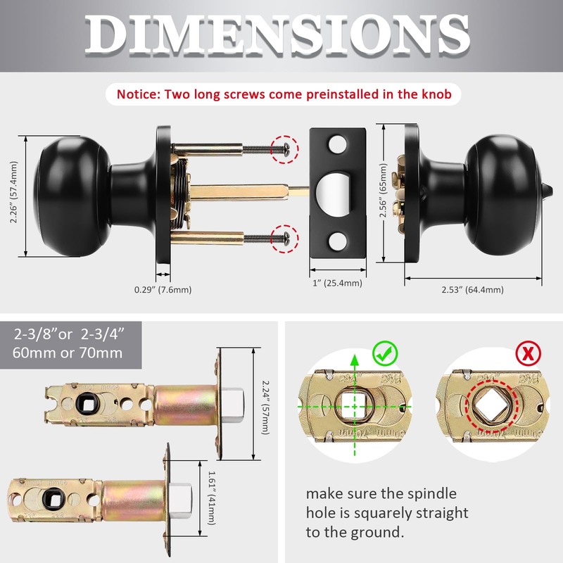 Probrico 10 Pack Round Privacy Door Knob(Thumb Turn Lock on