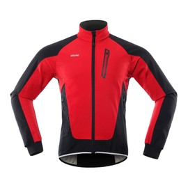 ARSUXEO Men's Winter Cycling Jacket Thermal Fleece Softshell Mountain Bike Outwear Windproof Waterproof 20B Red Size Medium