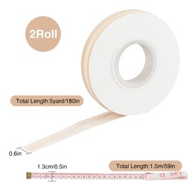 Framad 2 Pcs Non-Slip Silicone Gripper Elastic Band for Clothing, 5 Yard per Roll,5/8 Inch Width with Free Measuring Tape