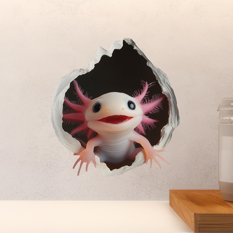 Axolotl Decal - Wall Hole Sticker with 3D Effect