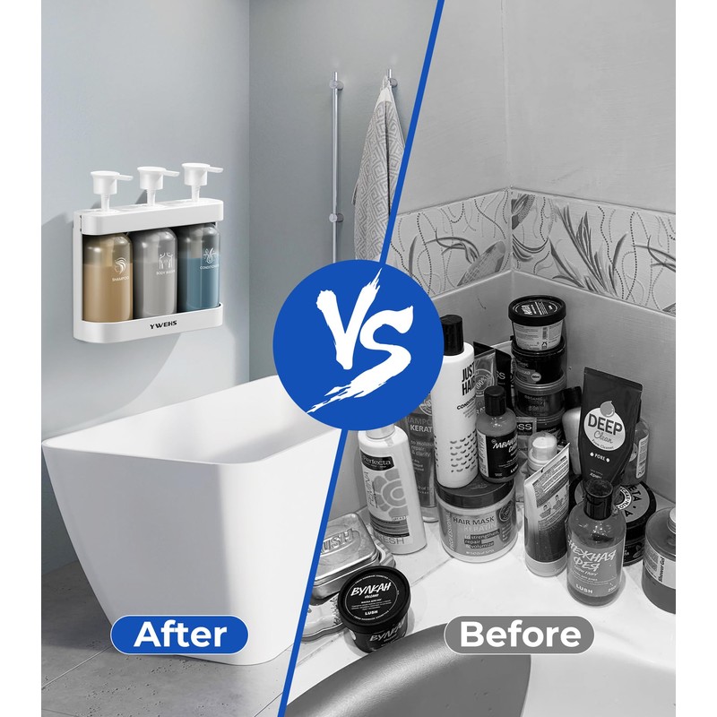 Shampoo and Conditioner Dispenser Shower Soap Dispenser 3 Chamber No