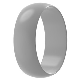 ThunderFit Silicone Wedding Ring for Men - Rubber Engagement Band - Width 8.0mm Thickness 2.0mm (Light Grey, 6-6.5 (16.90mm)