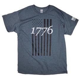 Statement Apparel 1776 American Flag T-Shirt (Heather Gray, X-Large)