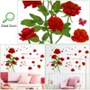 2 Sheets Romantic Red Roses Wall Decals 3D Rose Peony