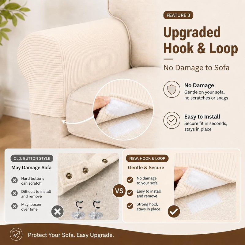 Anti-Slip Sofa Armrest Covers for Couch, Couch Arm Covers Jacquard