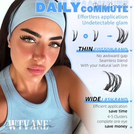 Flora Lash Clusters Wispy Eyelash Clusters 10-18mm Cluster Eyelash Extensions D-Curl Individual Lashes Natural Lash Clusters Eyelash Extension with Thin Band Lashes Clusters for Beginners by WTVANE