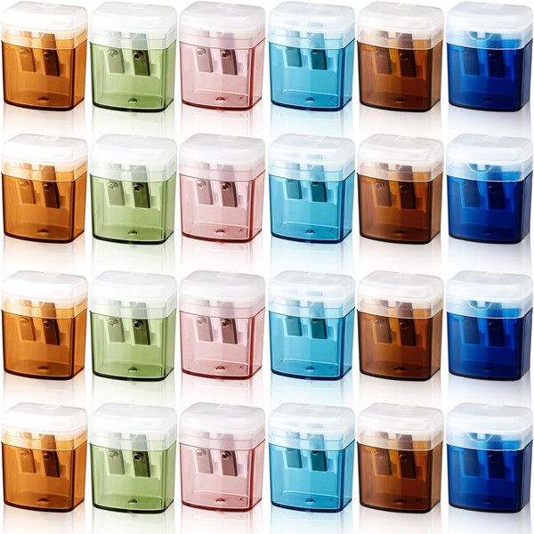 Zhanmai Pencil Sharpener with Lid Manual Double Hole Color Pencil