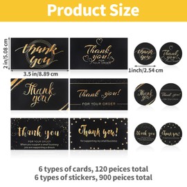 1120 Pcs Thank You Cards and Stickers Set,Thank You Stickers Small Business,Thanks Yourself for Supporting My Small Business Sticker,Custom Sticker for Corporation Logo with Thanks Corporation Card