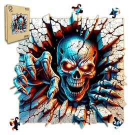 NIUNIUAMY Wooden Puzzle, Through Wall Skeleton, Adult Wooden Puzzle, Gothic Wood Carving Puzzle Designed for Family and Friends, 11 * 11 inches, 200 Pieces (Medium)