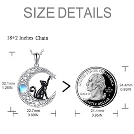 XHBYINFO Cute Black Cat On Moon Animal Necklace Celtic Knot Moonstone Crescent Pendant Necklaces for Women Christmas