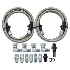 6AN 70" Stainless Steel Braided Transmission Cooler Hose Kit | Fit for GM Chevy 1996-2021 4L80E, Ford C4/C6/AOD & Turbo 350/400/200-200R4/700R4 4L60/4L60E/4L65E