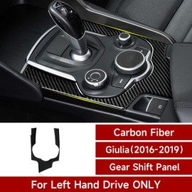 Car Gear Shift Cover Sticker Carbon Fiber Decal Trim Center Console Panel Trim Wrap fits for Alfa Romeo Giulia 2016 2017 2018 2019 Accessories - Stelvio NOT FIT