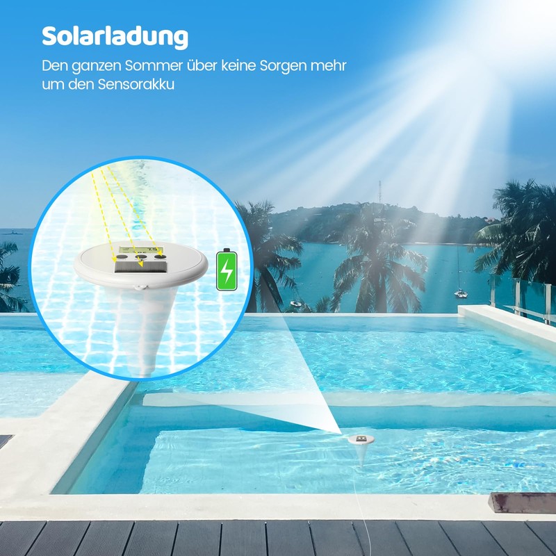 briidea Wireless Digital Swimming Pool Water Tester with Two Displays