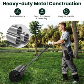 Lawn Roller, ARNOT 12x36-Inch, 63L/ 17 Gallons Heavy-Duty Push/Tow Behind Water/Sand Filled Garden Drum Roller for Park, Garden, Yard, Ball Field, Black