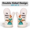 Miracu 2 Pcs Funny Oven Mitts Set, I'm Baked Too,