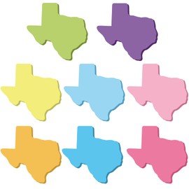 Gilprop 8 Pads/ 240 Sheets Texas State Shaped Sticky Notes Texas Self Stick Notes Colorful Memo Note Pad for Christmas Texas Souvenirs Farewell Gifts, 8 Bright Colors