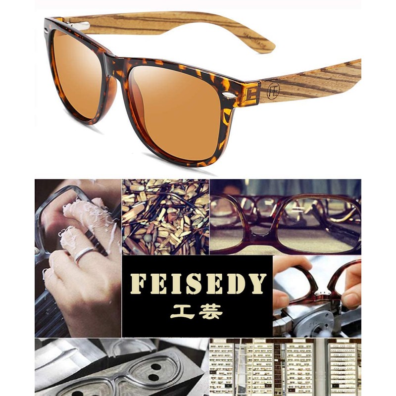 FEISEDY Wooden Sunglasses Men's Polarized Sunglasses UV400 Protection UV Sunglasses