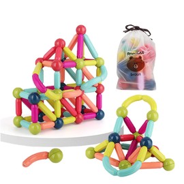 BERYART Toddlers 25 PCS Magnetic Building Blocks Set - STEM Educational Toys for Kids 3+, Montessori Magnetic Sticks & Balls Construction Kit for Boys & Girls, Preschool Learning Toys