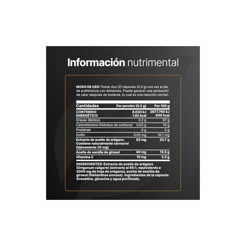 Aceite de Orégano de 300 Capsulas de Gel con 40mg
