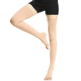 Beister Compression Socks, Open Toe, Thigh Length, 0.8 - 1.2 inches (20 - 30 mm), Hg Stockings, Unisex, 1 Pair for Long Time Standing, Daily Care, Cold Protection