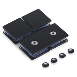 Ranbo Square Frameless Glass Clamp Connector/Shower Door Fixed Panel/Glass-to-Glass Corner Clamp,304 Stainless Steel,for 5/16" - 1/2" (8-12 mm) Thickness Glass,2 PC, Matte Black