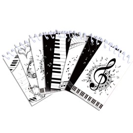 JOINFANXIN 8 Pcs Musical Note Mini Spiral Notebook, Black and White Piano Mini Pocket Notebook for Music Theme Students Rewards, Portable Office Meeting Supplies