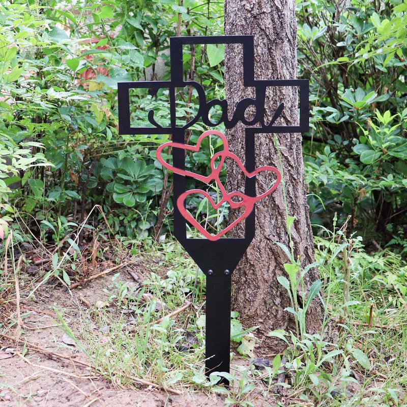 Extra Large Metal Cross Garden Stake for Dad, Cemetery Memorial