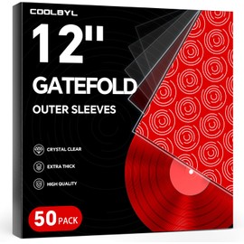50ct Gatefold Vinyl Outer Sleeves - 12 Inch Record Protective Sleeves, Premium Gatefold Sleeves for Album Cover, Vinyl Sleeves for LP Record Storage, Instantly View Artwork, Crystal Clear 4 Mil Thick