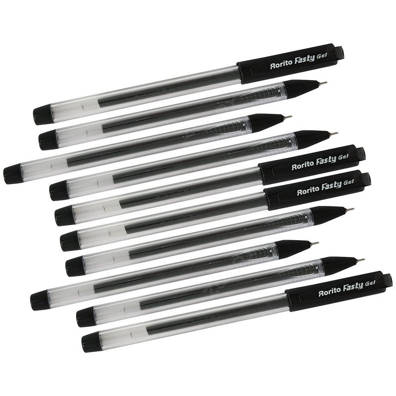 rorito 10 x 0.6mm Tip Fasty BLACK Fine Smooth Writing