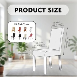 AMFUN Set of 6 Stretch Dining Chair Slipcover, Dining Chair Covers, Removable Washable Dining Chair Seat Cover, Stretch Spandex Chair Slipcover, Elastic Chair Protector for Hotel Restaurant Banquet
