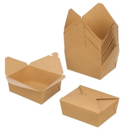 GHEIR 48 oz Take Out Food Containers 100 Pack, Disposable Kraft Paper To Go Containers Boxes, Microwaveable Leak and Grease Proof Take Out Boxes for Restaurant, Catering and Party