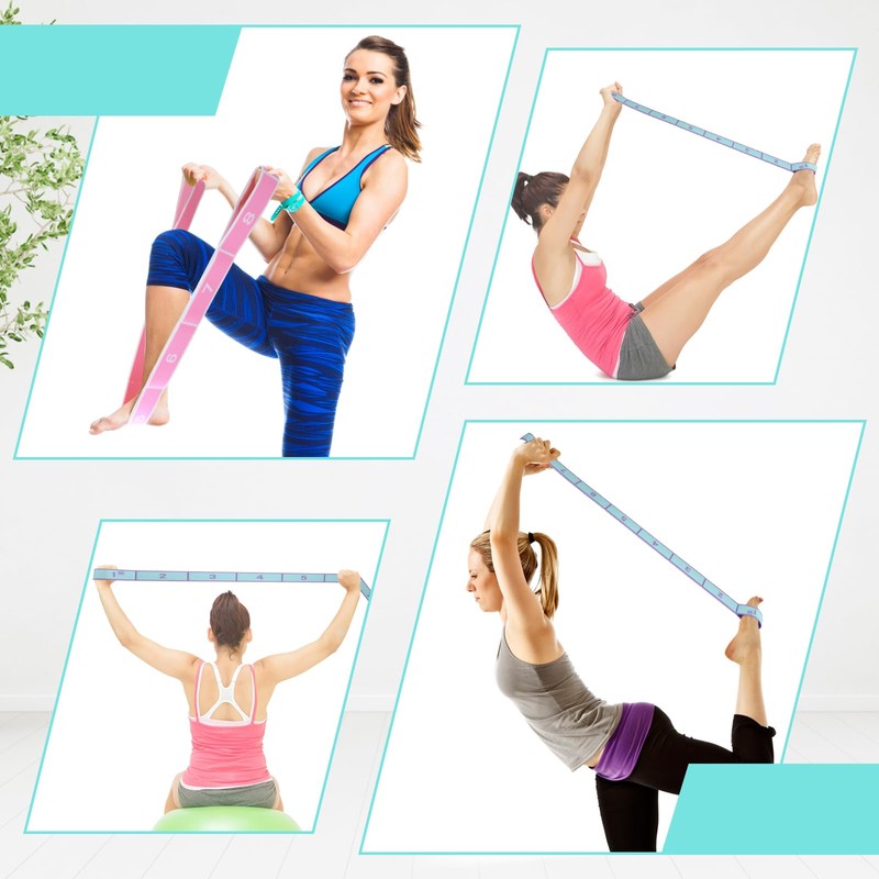 Abeillo Stretching Strap with Loops, Elastic Yoga Straps for Stretching