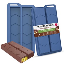 Deep Chocolate Bar Molds, 0.8 Inch Deep Large and Thick Silicone Chocolate Bar Molds for Stuffed Bar, Big Chocolate Candy Bar Mold for Filling Knafeh Pistachio (2 Pack)