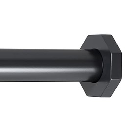 Ivilon Tension Curtain Rod - Hexagonal Spring Tension Rod for Windows or Shower, 16 to 24 Inch, Black