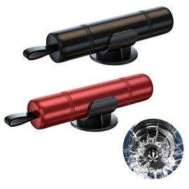 2 Stück 2 in 1 Gurtschneider Notfallhammer, Auto Sicherheitshammer mit Gurtschneider, Emergency Rescue Tool Hammerdex Glasbrecher Rescue Tool fürs Auto, Bus (Schwarz und Rot)