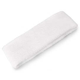 Mallofusa Athletic Headbands, Soft Cotton Sports Head Sweatbands for Basketball, Tennis, Running, Yoga, Working Out, 12 Pcs, White