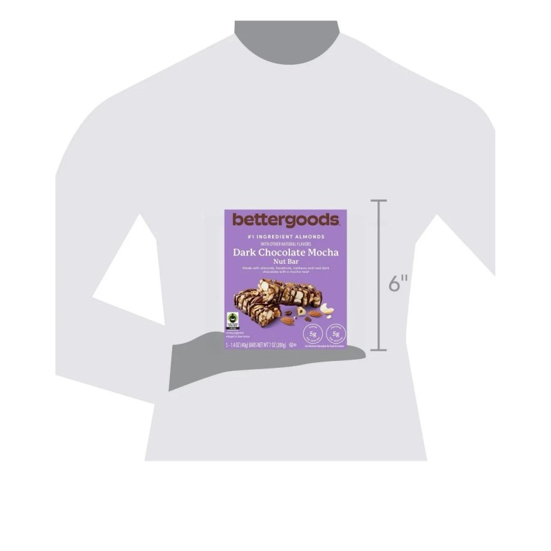 bettergoods Dark Chocolate Mocha Nut Bar, 5 Count, 7oz Carton