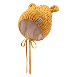 Sterntaler Knitted hat made of soft melange yarn - unisex bobble hat in ribbed knit with envelope, vanilla