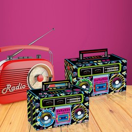 WANGCL 12 Pieces 80s Party Favor Boxes Retro Radio Decorations Table Centerpieces for 1980s Theme Hip Hop Music Birthday Party Supplies